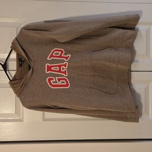 GAP Tan Hoodie with Pink Lettering